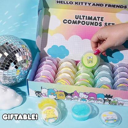 Hello Kitty Ultimate Slime Set, 25-Pack Scented Glitter Slimes, Party Favors for Kids 8-12, Slime Bulk, Mini Slime, Sanrio Stuff
