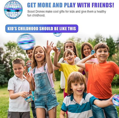 2025 Flying Orb Ball Toy, Galaxy Boomerang Hover Ball Led Lights Mini Drone Globe Hand Controlled Flying Ball Toys Cool Toys Gift for 6 7 8 9 10+ YearOld Boys Girls Teens Outdoor Toys(Blue)