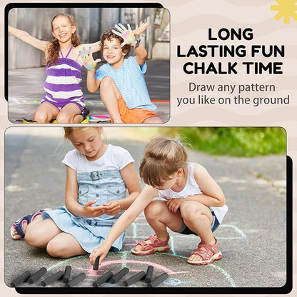 Fulmoon 40 Pcs Jumbo Sidewalk Chalk for Kids Outdoor Art Non Toxic Large Washable Street Chalk for Adults Drawing Painting Graffiti Classroom(Black,Round Style)