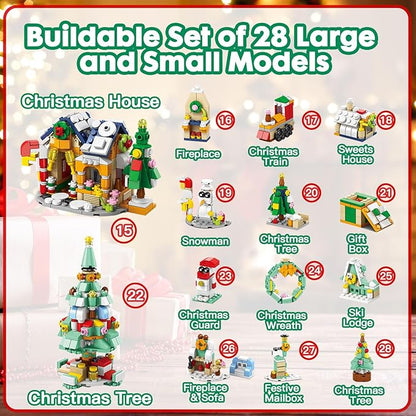 Calendar 2024 Christmas Building Blocks Set, 6 IN 1 Christmas Toys, Building Blocks Toys Holiday Countdown Calendars, Ideas Gift for for Teens Boys Girls 6-12 Year (Large)