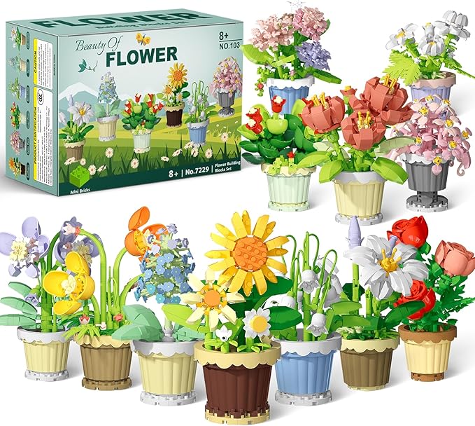 Flowers and Plant Building Set,(2531 Pcs) 12 Kinds Flowers Botanical Bonsai Building Set for Adults, Kids, Girls, Idea Gifts for Mother's Day, Birthdays, Creative Building Block Toys Decor for Home