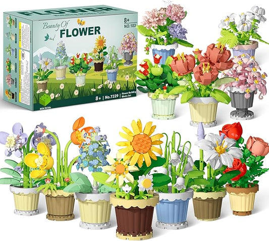 Flowers and Plant Building Set,(2531 Pcs) 12 Kinds Flowers Botanical Bonsai Building Set for Adults, Kids, Girls, Idea Gifts for Mother's Day, Birthdays, Creative Building Block Toys Decor for Home