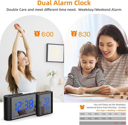 Alarm Clock Radio, Digital Alarm Clock for Bedrooms with USB Port, Large LED Display with Brightness Dimmer, Bedside FM Radio with Sleeper Timer, Temperature, Adjustable Volume, Snooze