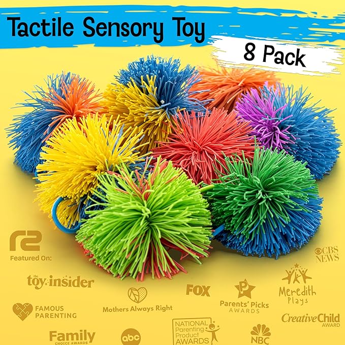 Stringy Balls & Sensory Toys 8 Pack - Fidget Toys Sensory Gifts for Kids Ages 3 4 5 6 7 8 + Year Old - Best Stress Balls Toys & Toddler Toys Gifts for Toddlers, Boys & Girls - Monkey Balls Fidget Toys