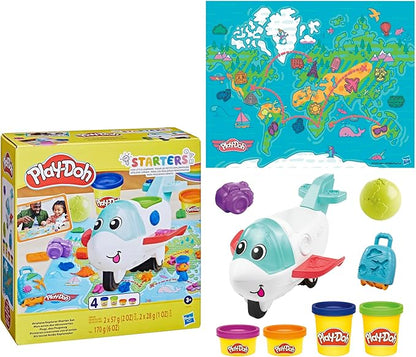 Play-Doh Airplane Explorer Starter Set, Preschool Toys for 3 Year Old Girls & Boys & Up with Jet, World Map Playmat, 3 Accessories, & 4 Modeling Compound Colors