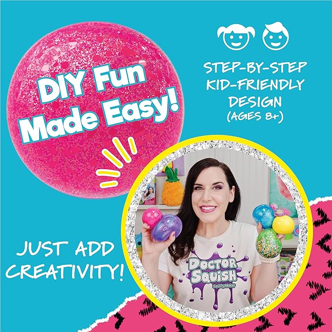 Doctor Squish Squishy Maker Station | DIY Make Your Squishies Kit | All Inclusive with Sparkles & Slime Powder | Ages 8 & Up