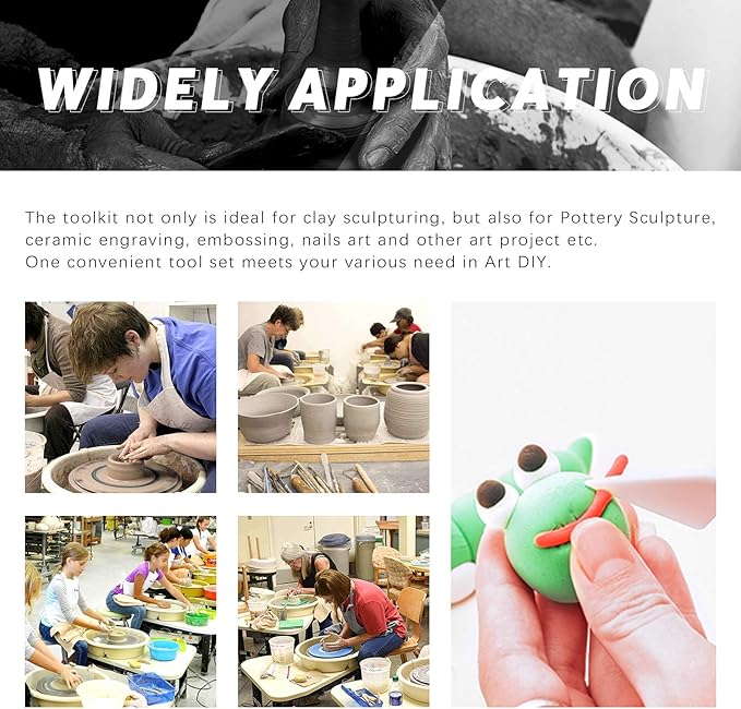 Swpeet 36Pcs Modeling Clay Sculpting Tools Kits, Ball Stylus Tool, Pottery Tools, Rubber Tip Pens, Plastic Clay Tools,Sculpting Kit for Making Modeling Clay Cake Fondant Decoration,Clay,Ceramics