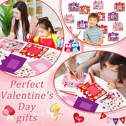 36 Pcs Valentines Day Picture Frame Craft Kits with Easel Valentine 's Day Monster Craft Arts Valentines DIY Monster Photo Frame Crafts for Kids for Fun Home Class Kindergarten Party Art Activity