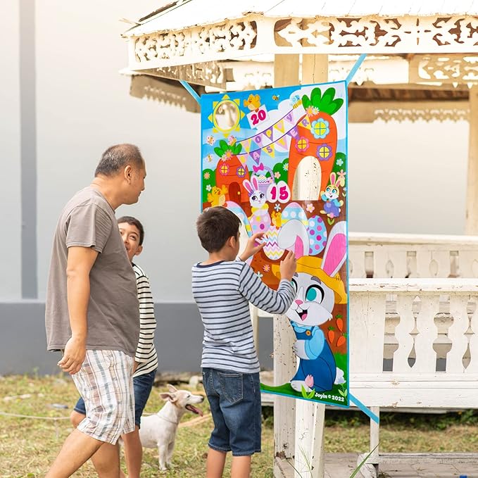 JOYIN Easter Toss Game Board Including 2 Large Toss Game Board with 8 Egg Bean Bag, Bunny for Kids, Teens and Adults Family School Indoor Outdoor Easter Hunt Party, House Yard Carnival Game