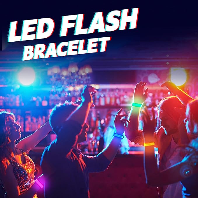 KIRALUMI 24 PCS LED Glow Bracelets, Light Up Bracelets for Kids Adults - Glow in The Dark Party Bracelets Favors Supplies for Christmas, Concerts, Festivals, Game Prizes, Sports, Rave Accessories.