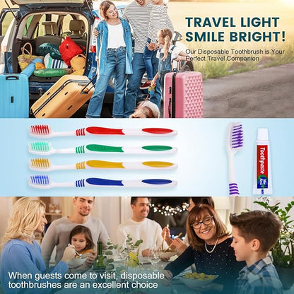 200 PCS Individually Wrapped Toothbrushes with Toothpaste Bulk, Disposable Toothbrushes Bulk, Bulk Toothpaste, Travel Toothpaste Bulk, Ergonomics Handle, Soft Bristle,Perfect for Travel,Hotel,Donation