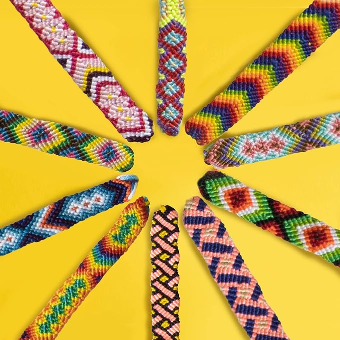 Novelty Place 10 Pcs Woven Bracelet Bulk for Women & Girls - Nepal Style Friendship Bracelets Handmade Braided Rope Wrist String Chain (Random Colors & Patterns)