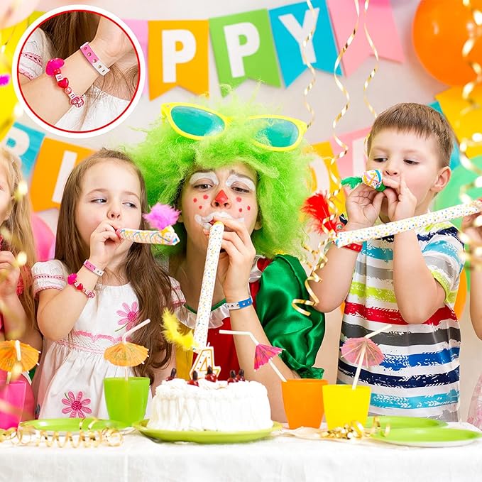 Aoriher 20 Pieces Silicone Charm Bracelets Kids Valentine's Day Silicone Wristband Gift Adjustable Rubber Bracelet with Holes for Shoe Charm First Day of School Party Favors(Rainbow)