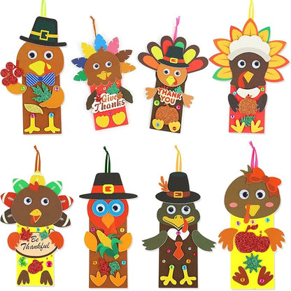 Fall Thanksgiving Crafts for Kids Adults, 24 Set Turkey Crafts Kits DIY Thanksgiving Activity Fall Festival Party Favors Classroom Prizes Friendsgiving Gifts Thanksgiving Crafts for Kids Age 4 8 12