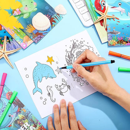 Estune 40 Pcs Coloring Books Under The Sea Ocean Party Favor for Kids Coloring Book Set Mini Small Coloring Books Goodie Bag Stuffers Gift Classroom Home