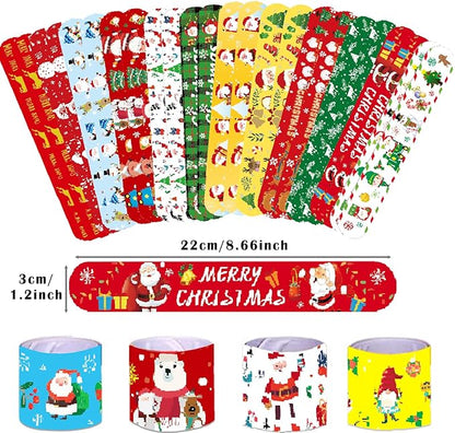Viicoor Slap Bracelets Christmas 48 PCS Snap Bracelet Wrisrtband for Party Favors Basket Bag Filler School Prizes Gifts Party Favors Bulk