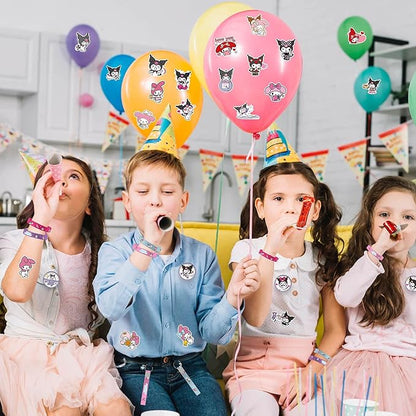 Kawaii Birthday Party Decorations, Kawaii Birthday Party Supplies Include 12 Key Chains, 12 Bracelets, 12 Button Pins, 50 Stickers, Kawaii Party Favors for Girls