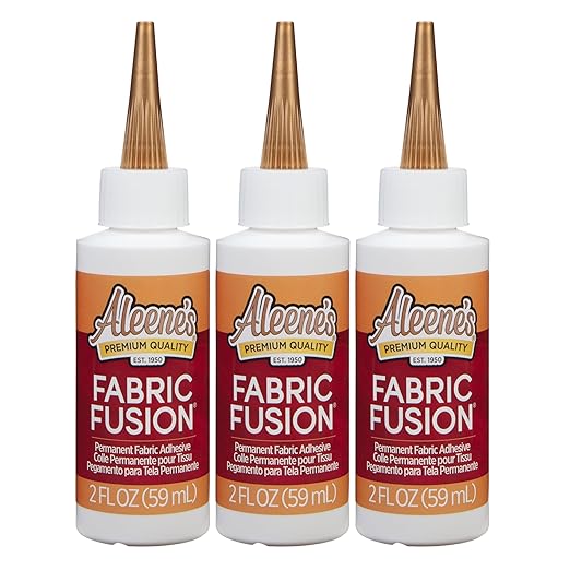 Aleene's Fusion Fabric Adhesive 2 fl oz 3-Pack, Washable Fabric Glue for Clothes, Denim, Leather, Polyester, Cotton, Fabrics, Dries Flexible