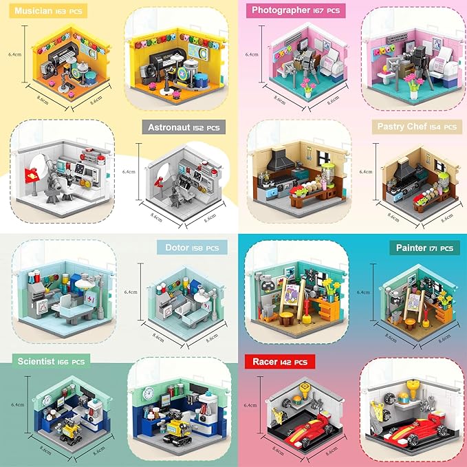 Toy Building Set, Friends House Collection 8 Packs Home Building Blocks Model Kit, Creative Construction Building Sets, Christmas Birthday Gift for Children Teens Kids Boys Girls 8+