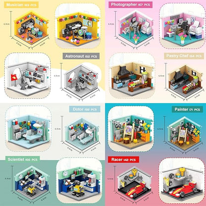 Toy Building Set, Friends House Collection 8 Packs Home Building Blocks Model Kit, Creative Construction Building Sets, Christmas Birthday Gift for Children Teens Kids Boys Girls 8+