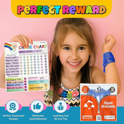 UpBrands 12-Pack Blue 7-Inch Zipper Bracelets – Ocean-Inspired Fidget Party Favors for World Oceans Day, Bulk Sensory Toys, and Peaceful Accessories for Kids