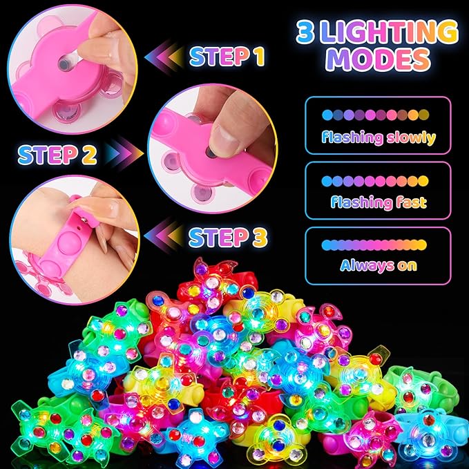24 Pack Light Up Bracelets Valentines Day Gifts Party Favors for Kids 8-12 4-8 3-5, Goodie Bags Stuffers for Kids, Light Up Bracelets Birthday Return Gifts Party Favors for Boys Girls Classroom Prizes