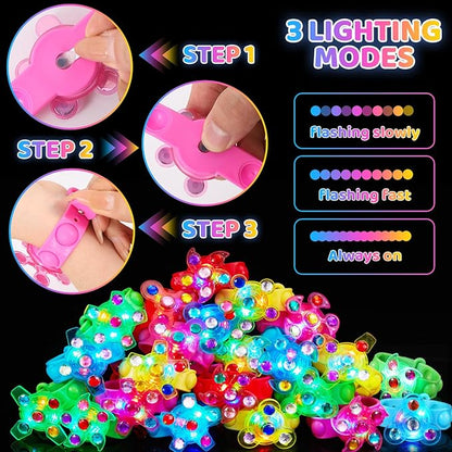 24 Pack Light Up Bracelets Valentines Day Gifts Party Favors for Kids 8-12 4-8 3-5, Goodie Bags Stuffers for Kids, Light Up Bracelets Birthday Return Gifts Party Favors for Boys Girls Classroom Prizes