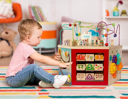 Battat – Wooden Activity Cube – City – Themed Activity Center – Educational Toys – Wooden Toys for Toddlers and Kids – 1 Year +