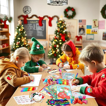 BenLouis Christmas Party Favors for Kids Christmas Classroom Gifts Prize Stockings Filler Coloring Books Bulk for Students Crafts Xmas Holiday School Goodie Bag Stuffer（12Set Gingerbread）