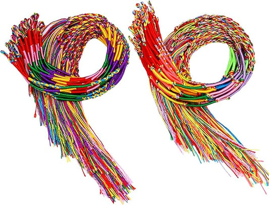 Resinta 100 Pieces Handmade Braided Bracelets Assorted Colors Friendship Cords Thread Bracelets Party Supply Favors for Wrist Anklet