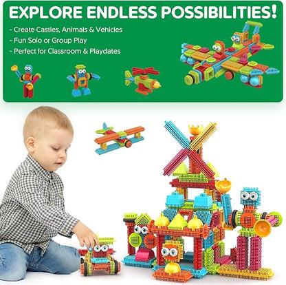Contixo STEM & STEAM Building Toys, ST6 100-Piece Bristle Shape 3D Tiles Set - Educational Construction Blocks, Creative Stacking & Learning Toy for Kids Ages 3-8