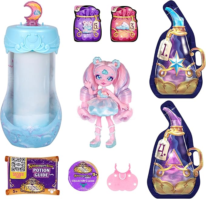 Magic Mixies Pixlings Shimmerverse Series, Create & Mix A Magic Shimmering Potion to Magically Reveal Bearlinda The Polar Bear, This Beautiful 6.5" Fashion Doll Appears Inside The Potion Bottle