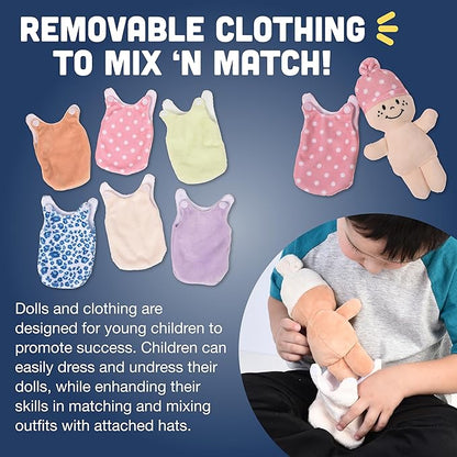 Creative Minds Basket of Babies Soft Baby Dolls, Sensory Toys, Multicultural, Diversity, Inclusion and Social Emotional Learning, Baby Toys for All Ages, Set of 6 Plush Dolls, Multicolor