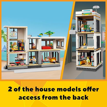 LEGO Creator 3 in 1 Modern Toy House - Kids Toy Building Set with 3 Building Options for Boys & Girls, Ages 9+ - with 2 Minifigures for Pretend Play - Gift Idea for Birthday - 31153