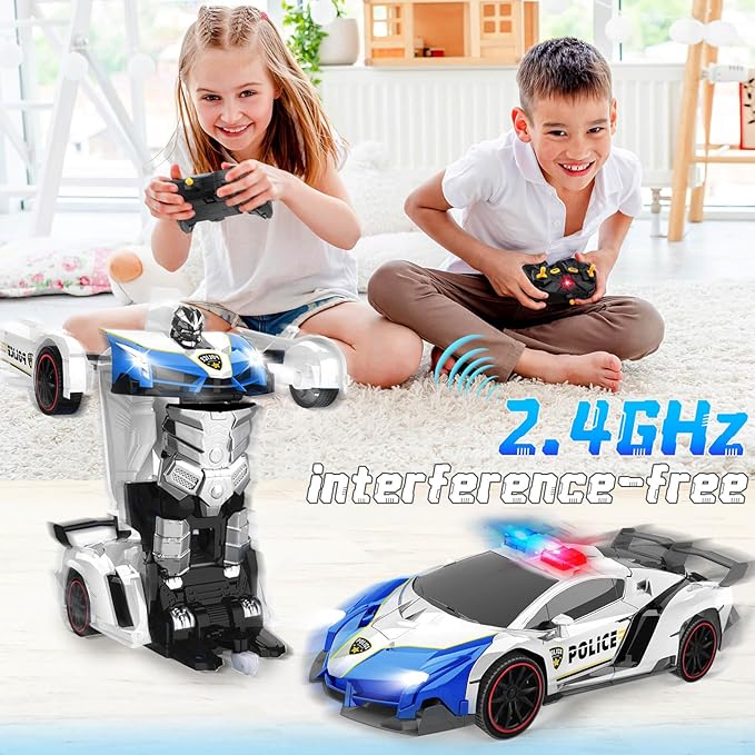 Dolanus Remote Control Car - Transform Police RC Cars, Robot Toys for Ages 5-7, Kids Toys, 4 Year Old Boy Toys, Birthday Gifts for Boys Kids Toddlers, Toys for 3 4 5 6 7 8 10 12 Years Old Boy- Blue