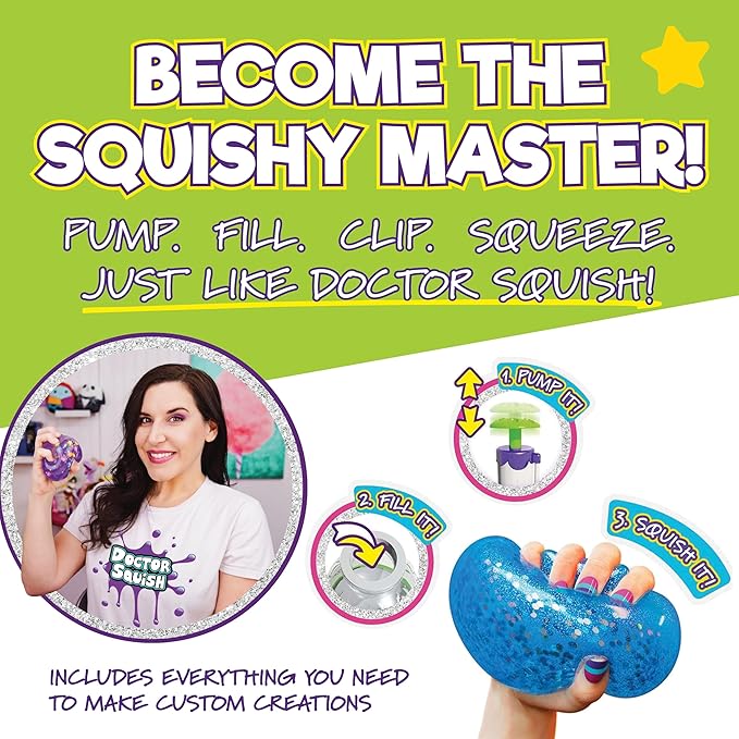 Doctor Squish Squishy Maker Station | DIY Make Your Squishies Kit | All Inclusive with Sparkles & Slime Powder | Ages 8 & Up