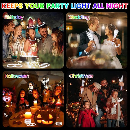 White Glow Sticks Bulk Party Favors 100 Pack 8" Glow in the Dark Party Supplies Neon Party Decorations Glow Bracelets Necklaces for Adults Kids Halloween Christmas Easter Birthday Wedding