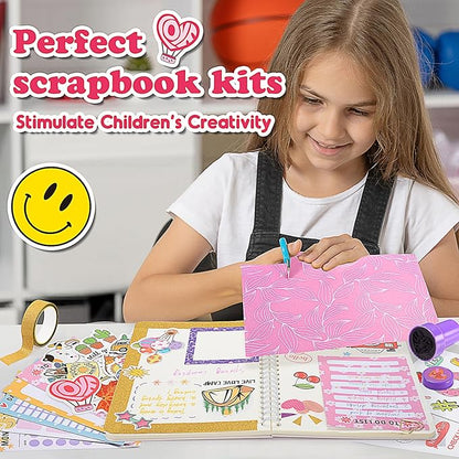 ZapWhiz DIY Journal Kit for Girls, Journal Set for Teen Girls Gifts, Daily & Scrapbook Supplies Kit, Journaling Art Crafts for Girls 8-12, Birthday Gifts for 7 8 9 10 11 12 Year Old Girl