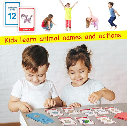 Animal Movement Cards - Active Games for Toddlers & Kids, Play Snap, Matching & Go Fish with Animal Cards, Animal Memory Matching Game Flash Cards, Recess Equipment & PE Equipment