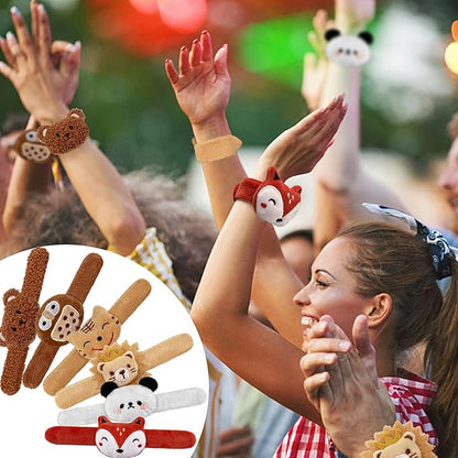 12 PCS Stuffed Animal Slap Bracelets Plush Animal Slap Bracelets Cute Wrist Slap Band Toy Wrist Animals Wrist Pets Slap Bracelet Wrist Toy for Boys Girls Easter Birthday Gifts Party Favors 6 Styles