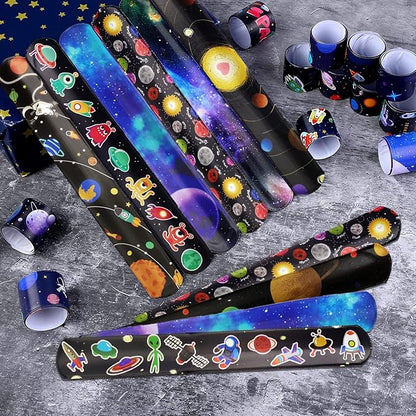 Viicoor 30PCS Space Slap Bracelets Snap Bracelet Wrisrtband for Party Favors Basket Bag Filler School Prizes Gifts Party Favors Bulk