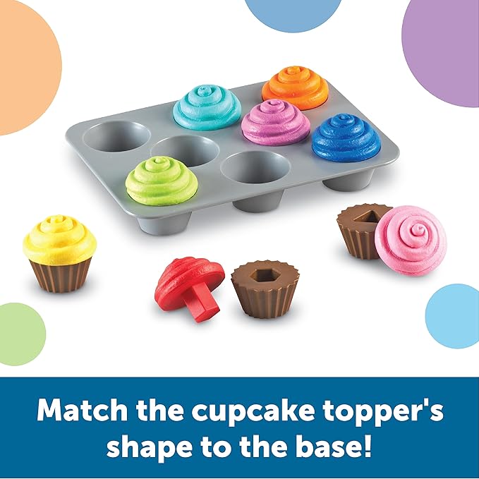 Learning Resources Smart Snacks Shape Sorting Cupcakes,17 Pieces, Ages 18 Months+, Fine Motor, Color & Shape Recognition