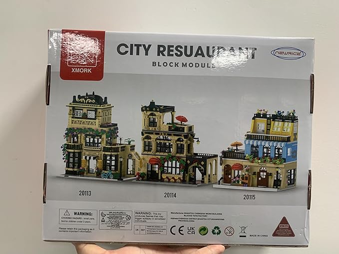 City Restaurant Architecture Building Kit with LED Lights,3 Levels City Restaurant Model Building Blocks Toy,for 12+Age Teen,Adult（1489 Pieces）