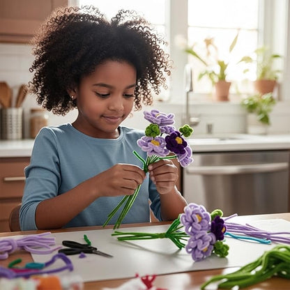 Caydo 200 Pieces Purple Pipe Cleaners Craft Chenille Stems for DIY Art Creative Crafts Party Easter Decorations (12 Inch x 6 mm)