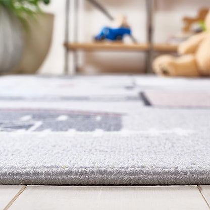 SAFAVIEH Kids Playhouse Collection Runner Rug - 2'2" x 6', Grey & Pink, Hopscotch, Non-Shedding & Easy Care, Machine Washable Ideal for High Traffic Areas in Playroom, Nursery, Bedroom (KPH226A)