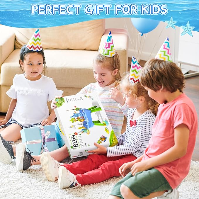 Upgraded Toddler Sand Water Table Toy with Electric Water Pump, for Toddlers 1-3 Kids Sand Water with Faucet/Play Food Accessories/Fishing Toy, Kitchen Play Sink Toys for Girl Boy