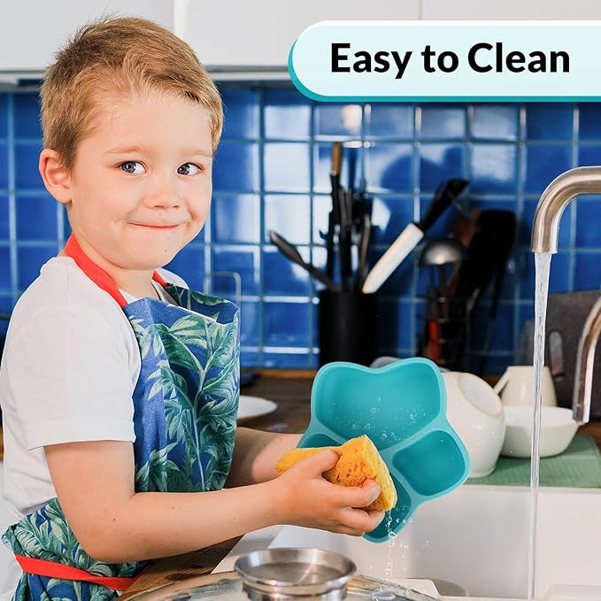 4 Pack Suction Plates for Baby & Toddler, 100% Food-Grade Silicone, 4 Large Divided Design, Microwave & Dishwasher Safe