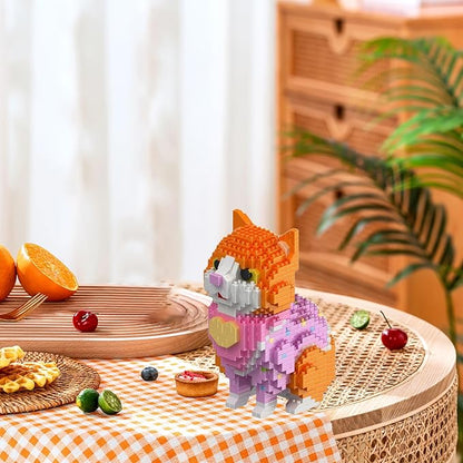 Cute Animal Building Blocks, Pet Micro Mini Building Blocks for Adults and Kids Age 6+ Gift Toy 1006 Pcs (Orange Cat)