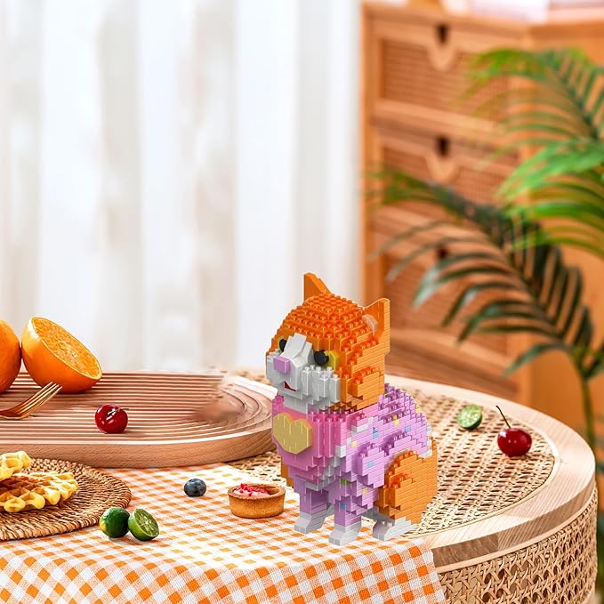 Cute Animal Building Blocks, Pet Micro Mini Building Blocks for Adults and Kids Age 6+ Gift Toy 1006 Pcs (Orange Cat)