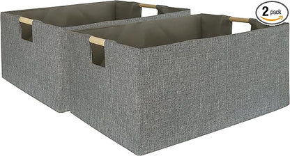 Storage Bin for Shelves Rectangle Closet Baskets Foldable Box with Handles, Gray Storage Bins, Storage Boxes for Home Office Car Dormroom